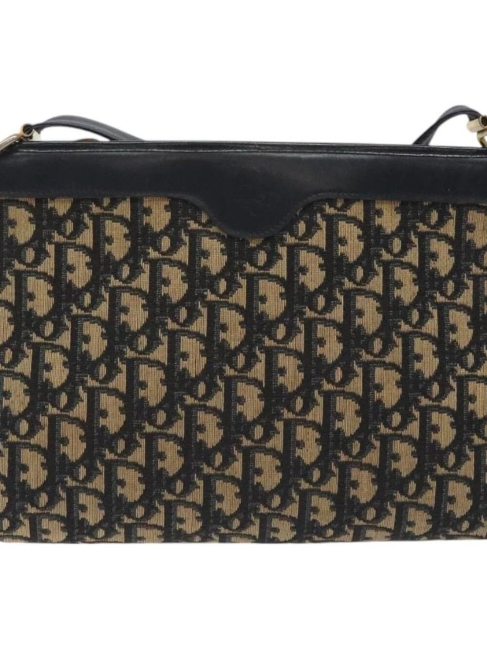 Christian Dior Trotter Canvas Shoulder Bag Navy Gold Auth BA3029 - Picture 2 of 16